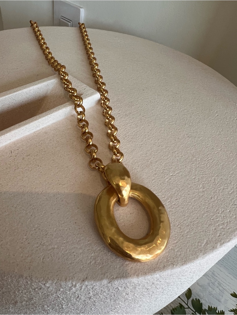 Julie Vos Palermo Gold Chunky Chain Necklace with Circular Pendant - Picture 5 of 10